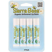 Бальзами для губ Sierra Bees "Organic Lip Balms" без ароматизаторів (4 шт.)