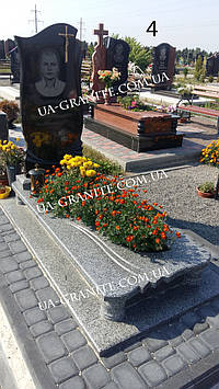 Комбінований чоловічий пам’ятник із сірого граніту Нічний Спокій 1000*2000