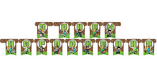 Гірлянда паперова "З Днем народження" Майнкрафт