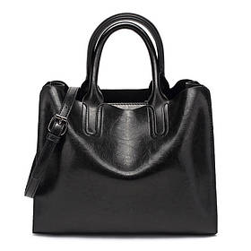 Елегантна та стильна жіноча сумка з якісної екошкіри, чорна, опт