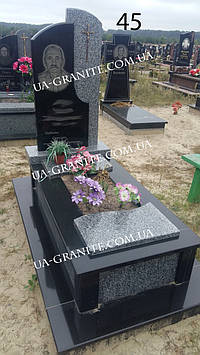 Комбінований пам'ятник із сірого граніту Сучасний Симбіоз 1000*2000