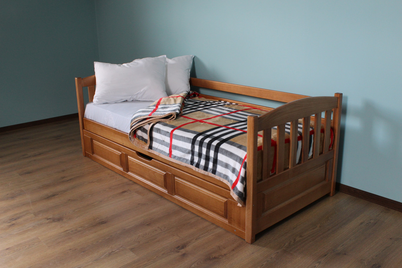 Ліжко дитяче дерев'яне Немо з підйомним механізмом (масив бука)