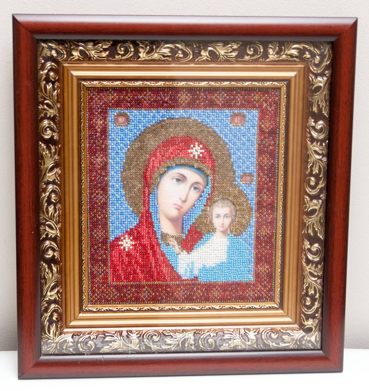 Ікона Казанської Богородиці, вишивка бісером, 46х47 см