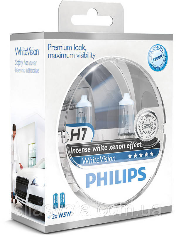 Автомобільні лампи "PHILIPS" (H7) (White Vision) (4300 K)(+60%)(12 V)(55W)