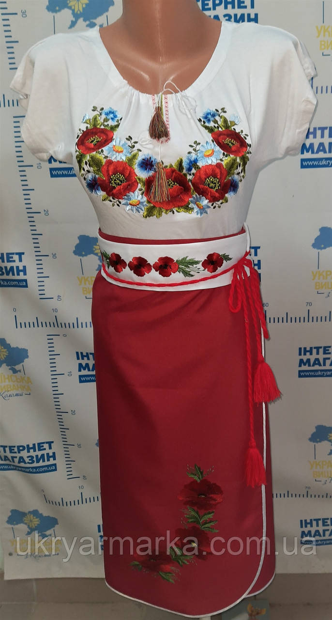 Український національний костюм з вишивкою "Літній з маками"