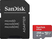 Карта памяти SanDisk 256Gb Ultra MicroSDXC Class 10 UHS-I A1 + SD-адаптер (SDSQUAR-256G-GN6MA)