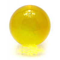 Оригинальный хрустальный шар на подставке желтый