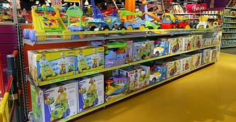 Стелажі торговельні для магазину дитячих товарів. Торгове обладнання WIKO для дитячих магазинів