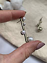 Ніжні жіночі сережки гілочка з намистинами перлами, фото 5