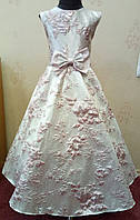 Королівська сріблясто-рожева ошатна дитяча сукня-маєчка з фактурною парчі на 6-8 років