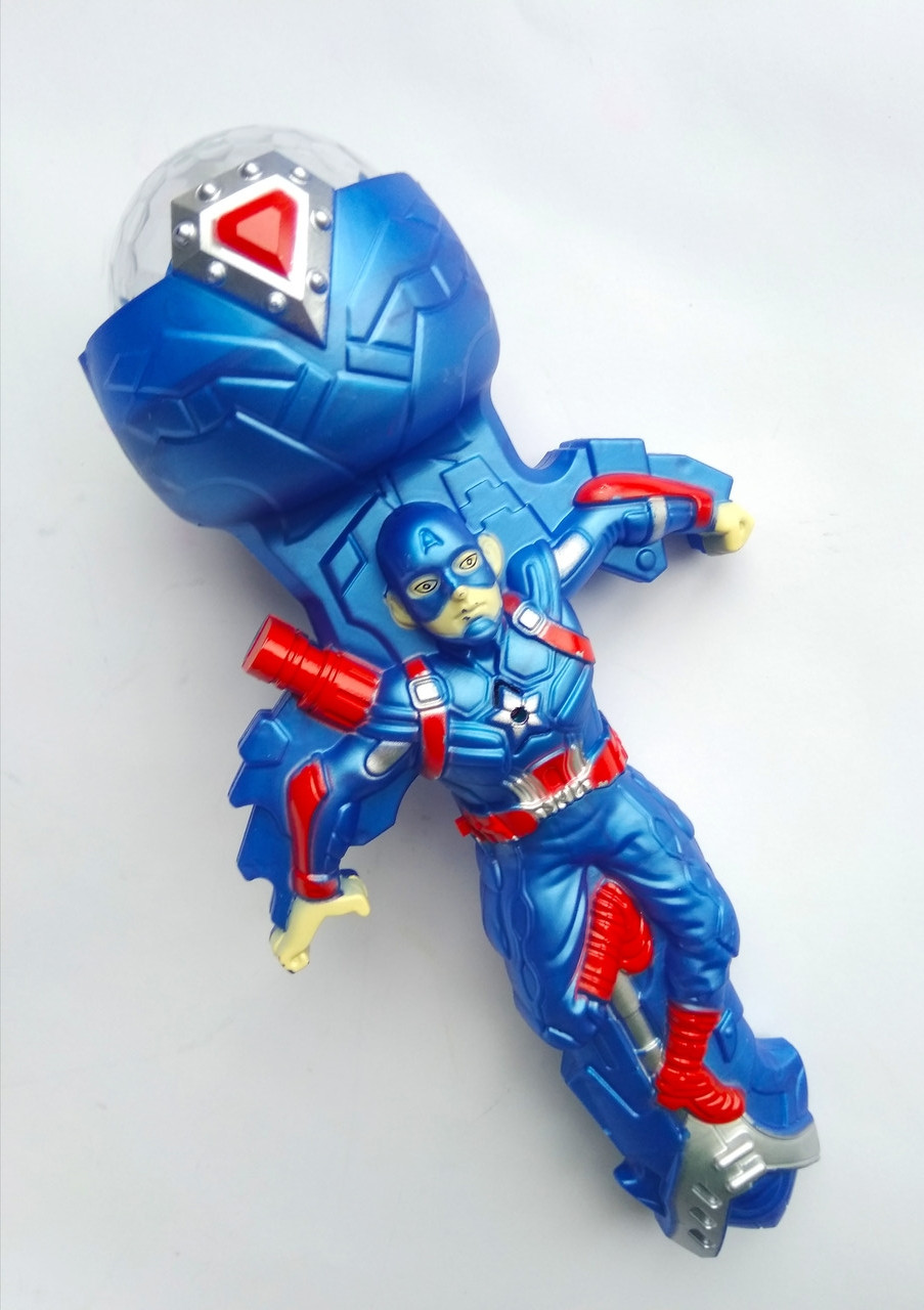 Музичний мікрофон проектор Супергерої Marvel Капітан Америка / Дитяча інтерактивна іграшка, фото 1