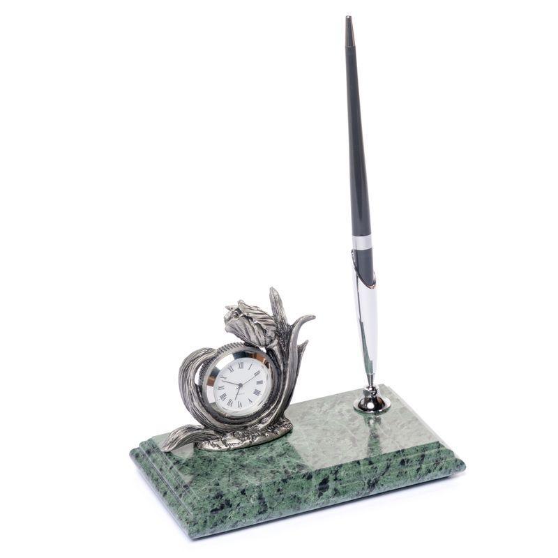 Купить Мраморная подставка для ручки с часами 16×10×11 см, цена 1466 ...