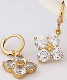 Сережки позолота Квітка з великими цирконами (GF507, фото 2