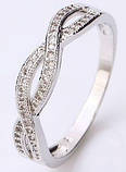 Кільце біла позолота з цирконами (gf691) Розмір 17, фото 2