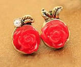 Сережки Рожеві трояндочки tb1042, фото 2
