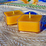 Квадратна прозора воскова чайна свічка для аромаламп та лампадок; натуральний бджолиний віск, фото 2