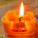 Квадратна прозора воскова чайна свічка для аромаламп та лампадок; натуральний бджолиний віск, фото 9