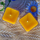 Квадратна прозора воскова чайна свічка для аромаламп та лампадок; натуральний бджолиний віск, фото 3