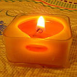 Квадратна прозора воскова чайна свічка для аромаламп та лампадок; натуральний бджолиний віск, фото 8