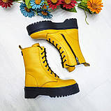 Жіночі високі черевики жовта шкіра на шнурівці демісезонні WooDstock, фото 5