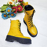 Жіночі зимові черевики жовті шкіряні на шнурівці WooDstock, фото 5