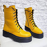 Жіночі зимові черевики жовті шкіряні на шнурівці WooDstock, фото 2