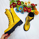 Жіночі зимові черевики жовті шкіряні на шнурівці WooDstock, фото 8