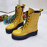 Жіночі зимові черевики жовті шкіряні на шнурівці WooDstock, фото 4