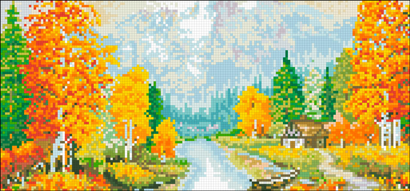 АМП-133. Набір алмазної мозаїки Золота осінь. 20х43см, фото 1