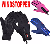 Вело-лыжные зимние перчатки сенсорные Windstopper на флисе неопрен