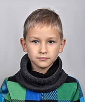 Темно-серый Детский флисовый шарф-хомут, Бафф на флисе мужской и для мальчиков, Вязаный мужской шарф труба