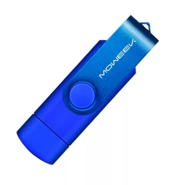 Багатофункціональний USB 3.0 OTG флешнакопичувач Moweek 32GB. Синій колір