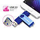 Багатофункціональний USB 3.0 OTG флешнакопичувач Moweek 32GB. Синій колір, фото 3