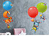 Наклейка на стіну в дитячу, наклейки на шафа, вікно "Звірята на повітряних кульках 80см*70см" (лист 45*60см), фото 2
