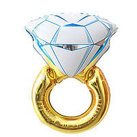Фольгированный шар фигурный "Кольцо с брильянтом золотое" 70см