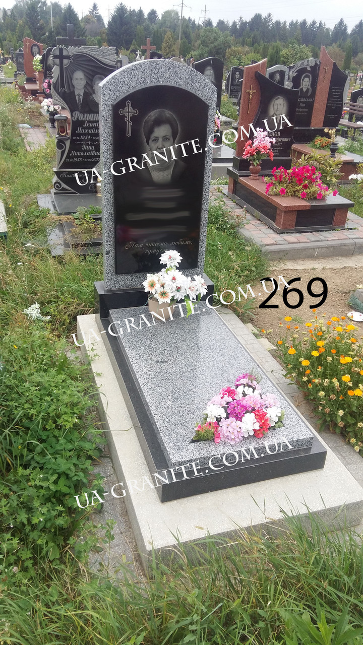 Комплекс на могилу пам’ятник із сірого граніту "Вічний зорепад" 1400*600, фото 1