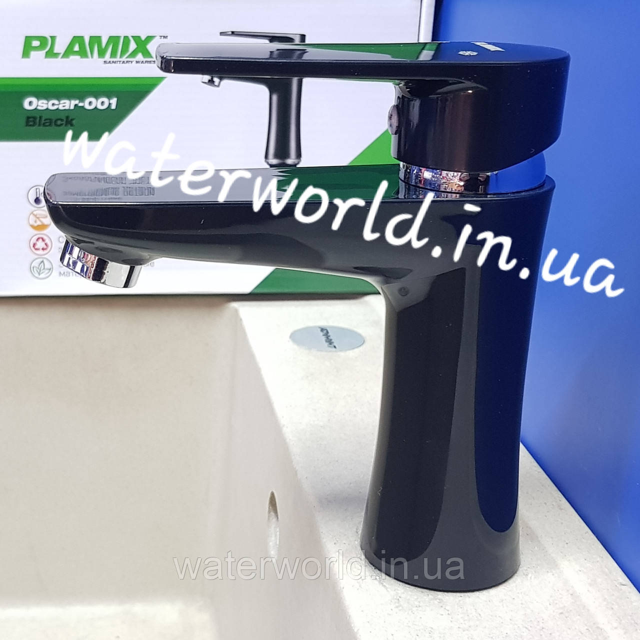 Змішувач для умивальника Plamix Oskar-001 Black з термопласстика