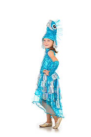 Дитячий карнавальний костюм для дівчинки «Рибка зі шлейфом» 110-120 см, блакитний