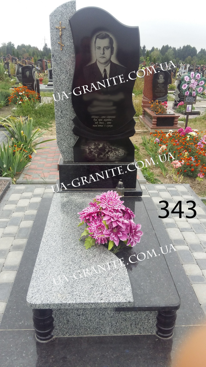 Комбінований пам’ятник на могилу з граніту Гранітна Любов 1200*2000