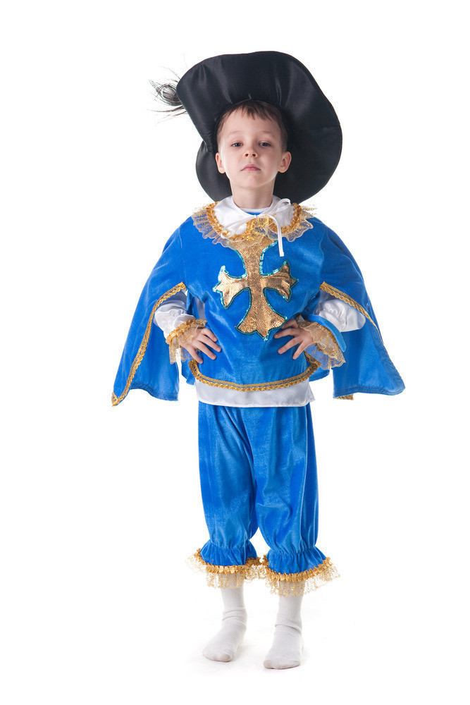 Дитячий карнавальний костюм для хлопчика «Мушкетер» 110-120 см, синій
