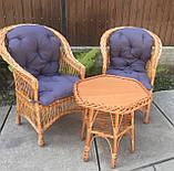 2 крісла "Звичайні" з сіро-синіми подушками і стіл 6-кутний "Коса", фото 8