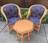 2 крісла "Звичайні" з сіро-синіми подушками і стіл 6-кутний "Коса", фото 2