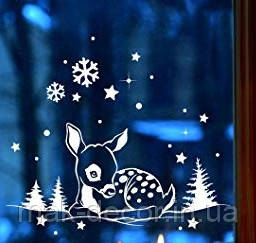 Новорічні наклейки " Оленятко " 39х100 см