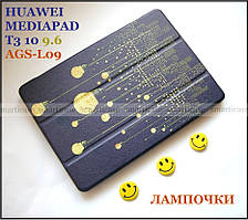 Синій чохол з малюнком для Huawei Mediapad T3 10 (9.6) AGS-L09 AGS-W09 (Лампочки)