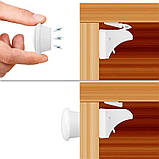 4 шт+1 ключ. Магнітний замок від дітей на меблі, ящики, двері, ВЕРСІЯ З ДОДАТКОВИМ КРІПЛЕННЯМ, ШАБЛОНОМ, фото 2