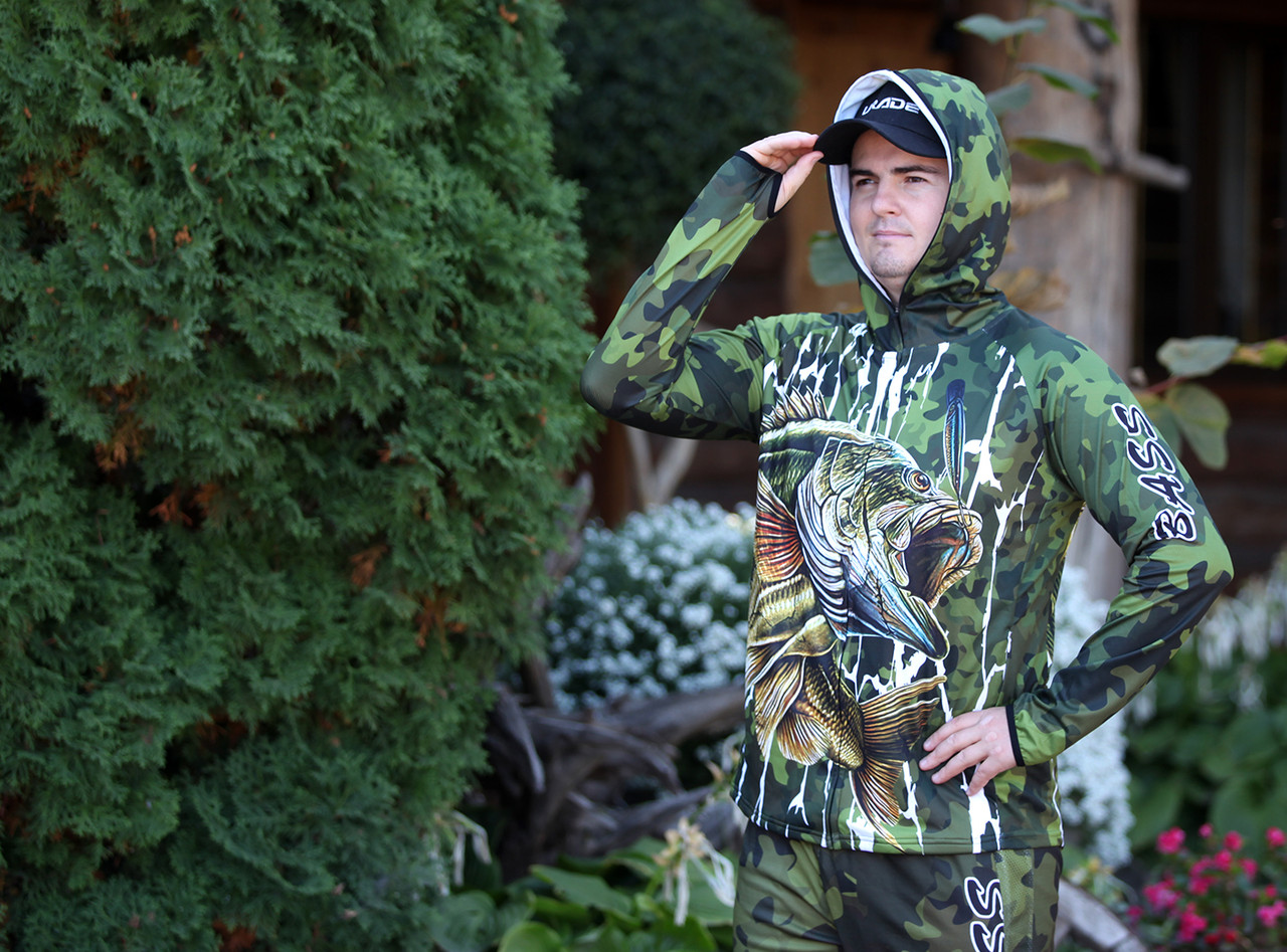 Літній костюм для риболовлі FanFish Bass камуфляж, сонцезахисний, дихаючий, фото 1