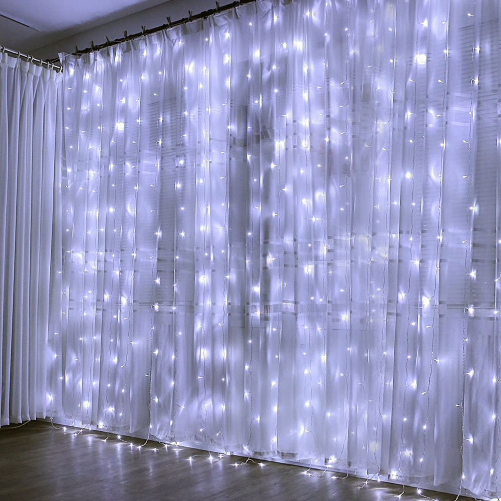 Светодиодная гирлянда штора на окно LED 156 лампочек с коннектором: 2х2м, холодный белый цвет - фото 1 - id-p1084181033