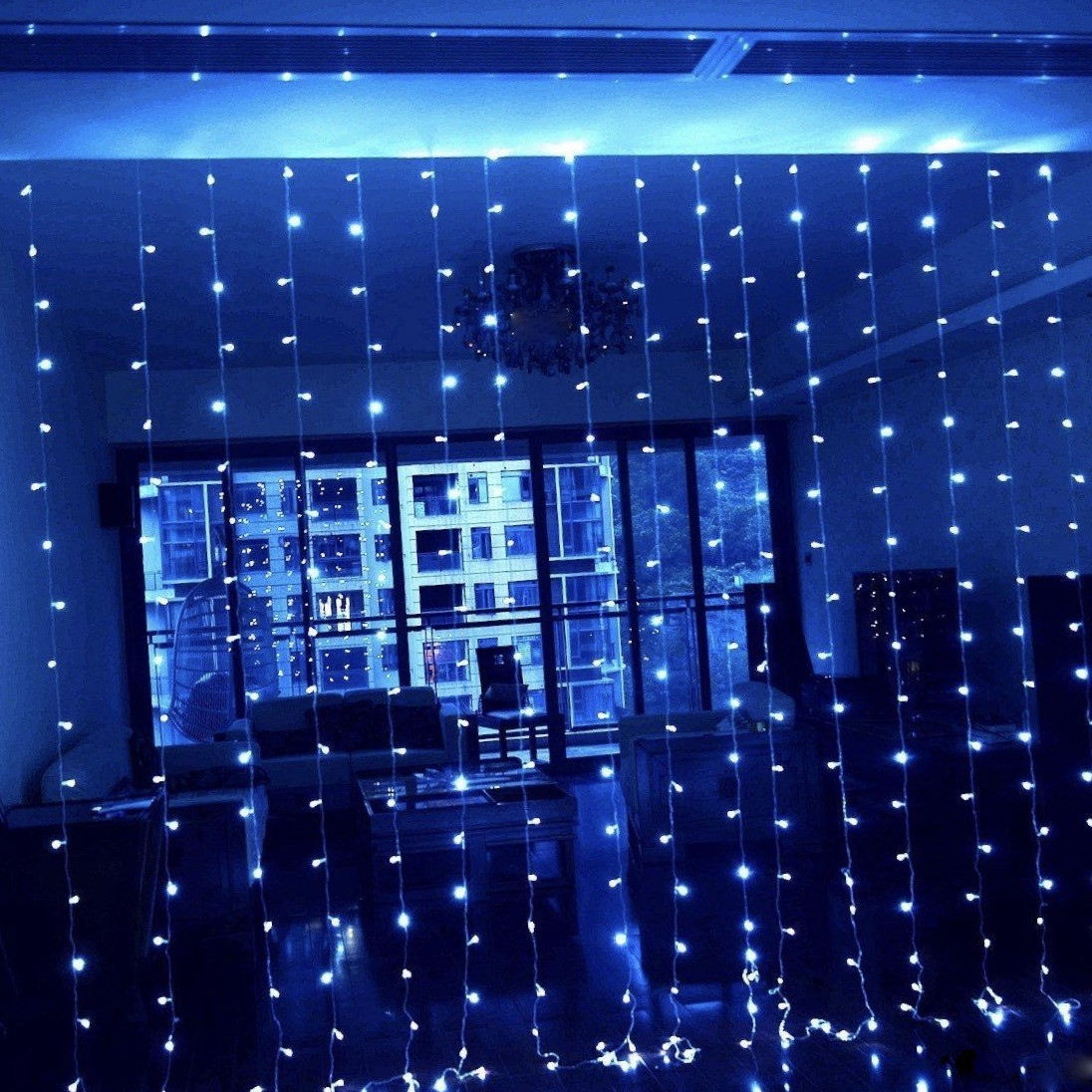 Гірлянда Штора 3 х 3 м. 640 LED + статичний режим, синій колір