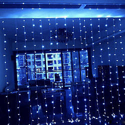 Гірлянда Штора 3 х 3 м. 640 LED + статичний режим, синій колір