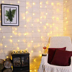 Гірлянда Водоспад 3м х 2м, 280 LED, Соединяемая (Штора, Завіса) теплий білий